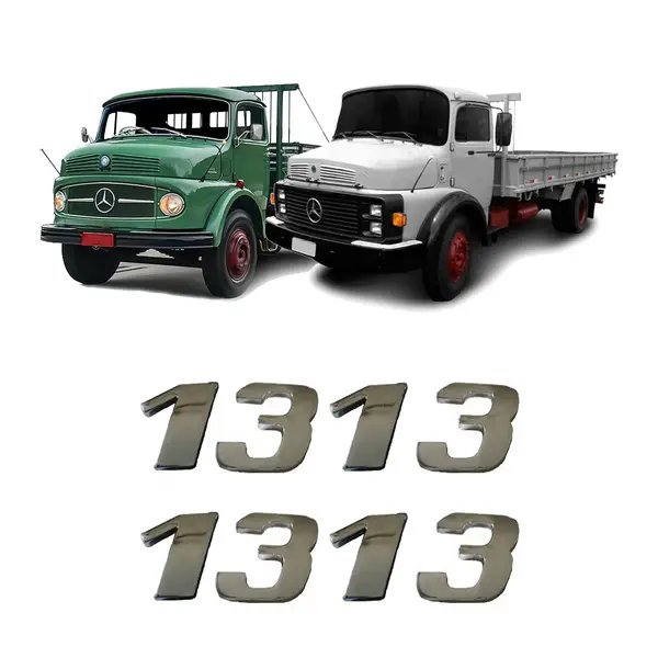 Par Emblema Caminhão MB 1313 Adesivo Cromado Lateral (2PÇ)