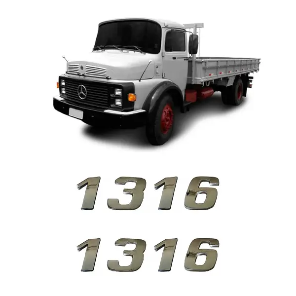 Par Emblema Caminhão MB 1316 Adesivo Cromado Lateral (2PÇ)