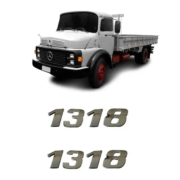 Par Emblema Caminhão MB 1318 Adesivo Cromado Lateral (2PÇ)