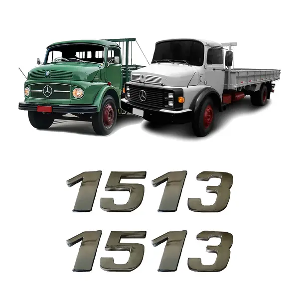 Par Emblema Caminhão MB 1513 Adesivo Cromado Lateral (2PÇ)