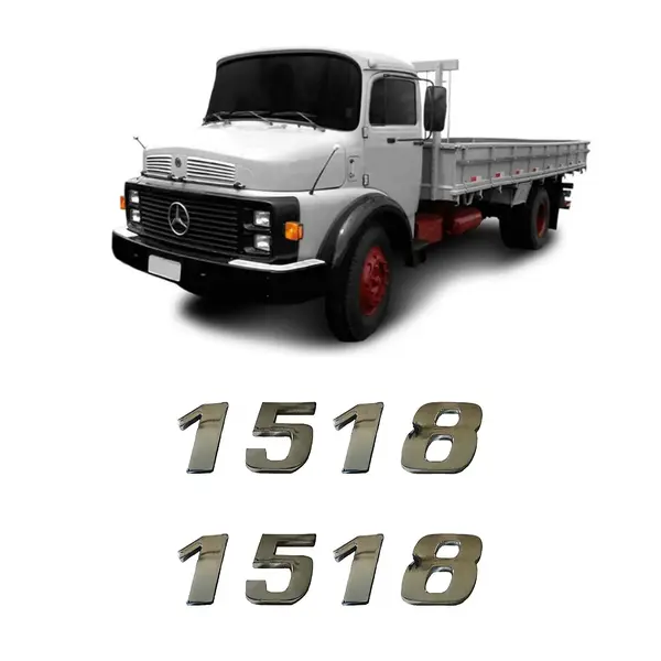 Par Emblema Caminhão MB 1518 Adesivo Cromado Lateral (2PÇ)