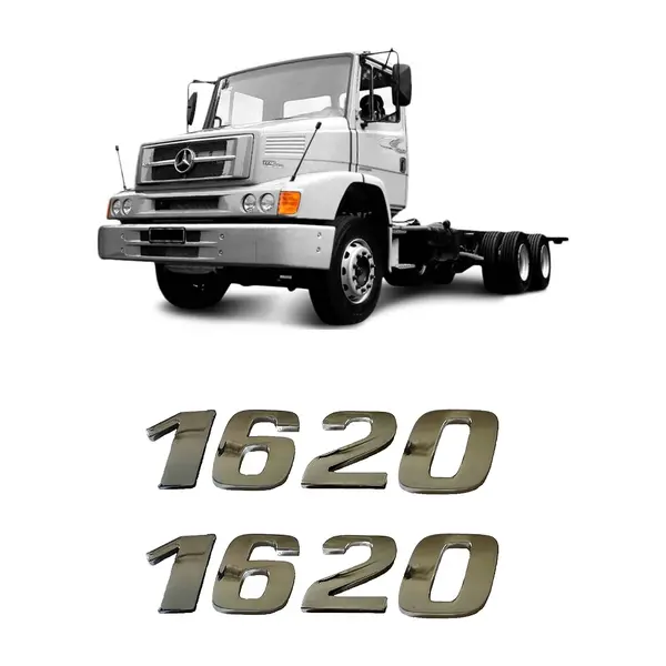 Par Emblema Caminhão MB 1620 Adesivo Cromado Lateral (2PÇ)