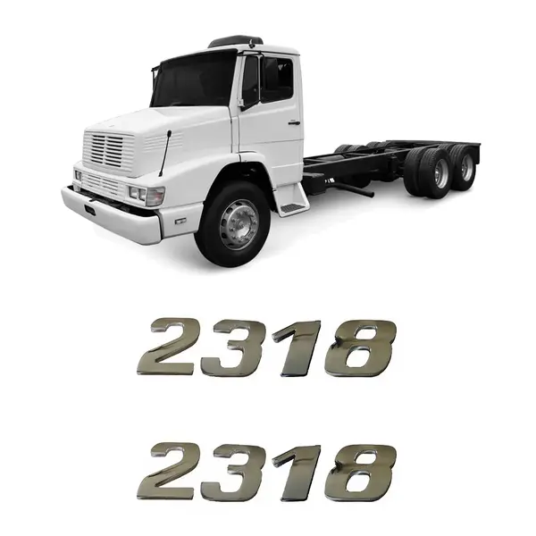 Par Emblema Caminhão MB 2318 Adesivo Cromado Lateral (2PÇ)