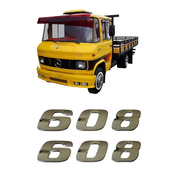 Par Emblema Caminhão MB 608 Adesivo Cromado Lateral (2PÇ)