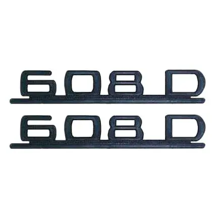 Par Emblema Caminhão MB 608D Preto de Ferro Zamak