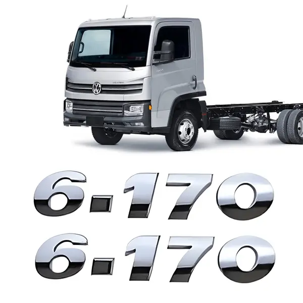 Par Emblema Caminhão VW Delivery 6170 Lateral Plast Cromado