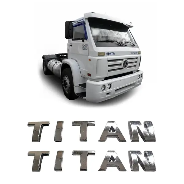 Par Emblema Caminhão VW Titan Lateral Porta Adesivo Cromado