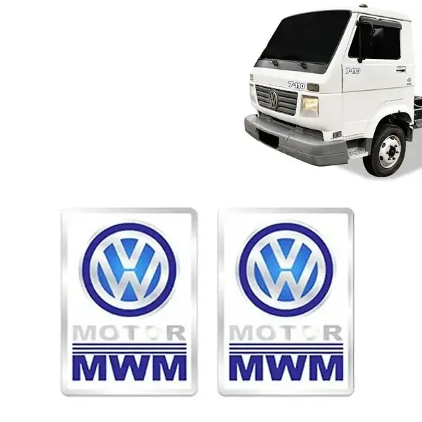 Par Emblemas Resinado Porta MWM Para Caminhões VW