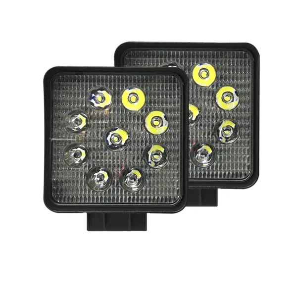 Par Farol Milha Auxiliar LED Parachoque e Spoiler Quadrado 27W
