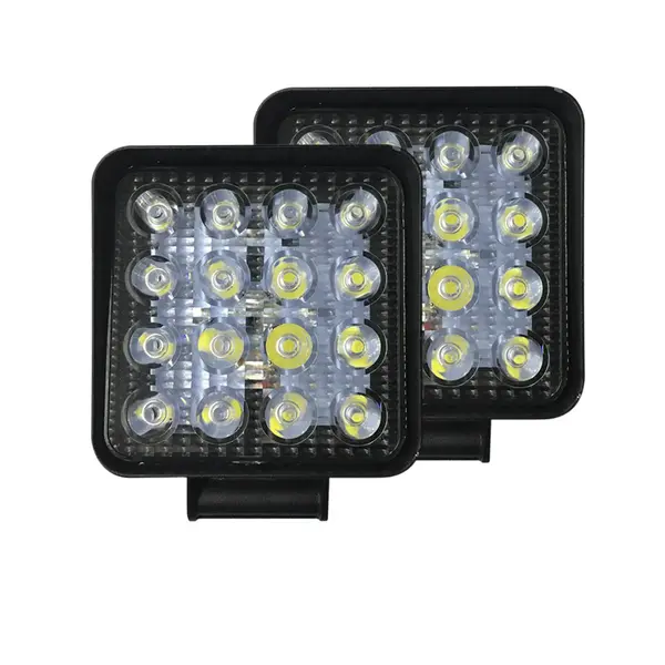Par Farol Milha Auxiliar LED Parachoque e Spoiler Quadrado 48W