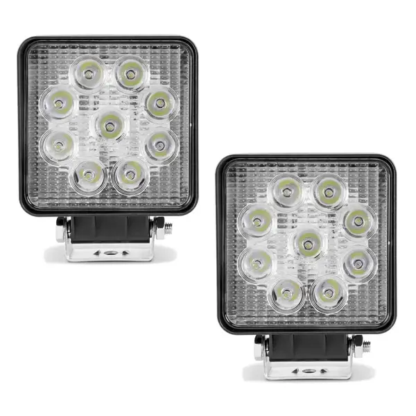 Par Farolete Farol Auxiliar LED Bivolt Quadrado 9 LEDS 8,5 cm