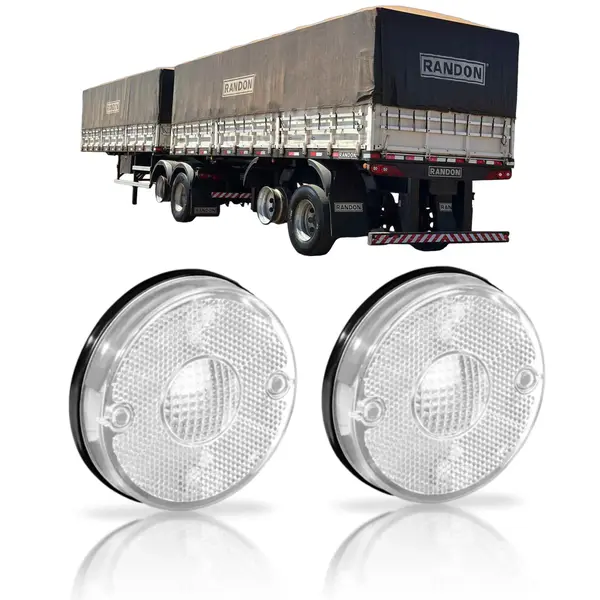 Par Lanterna Lateral Redonda Cristal para Carreta Randon sem Suporte 12V/24V