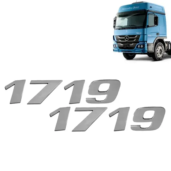 Par Letreiro Emblema Cromado para Caminhão MB Atego 1719