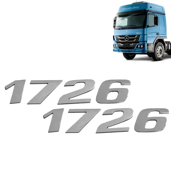 Par Letreiro Emblema Cromado para Caminhão MB Atego 1726