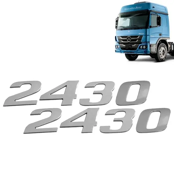 Par Letreiro Emblema Cromado para Caminhão MB Atego 2430