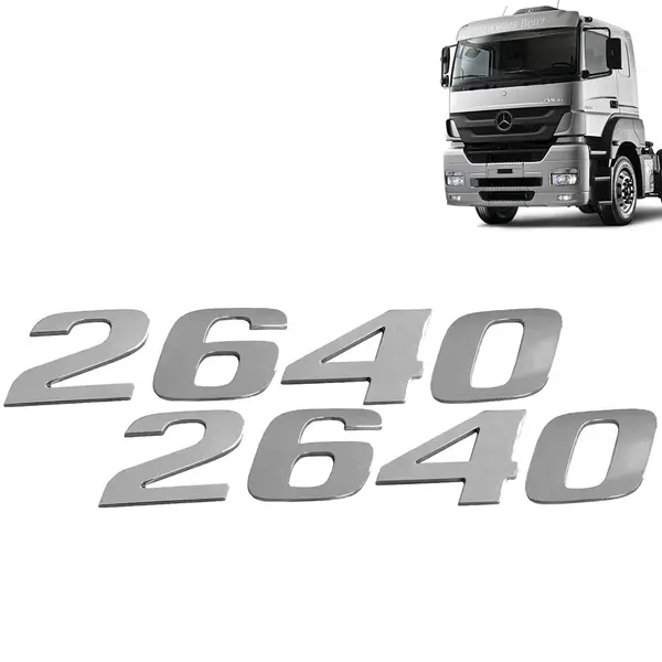 Par Letreiro Emblema Cromado para Caminhão MB Axor 2640