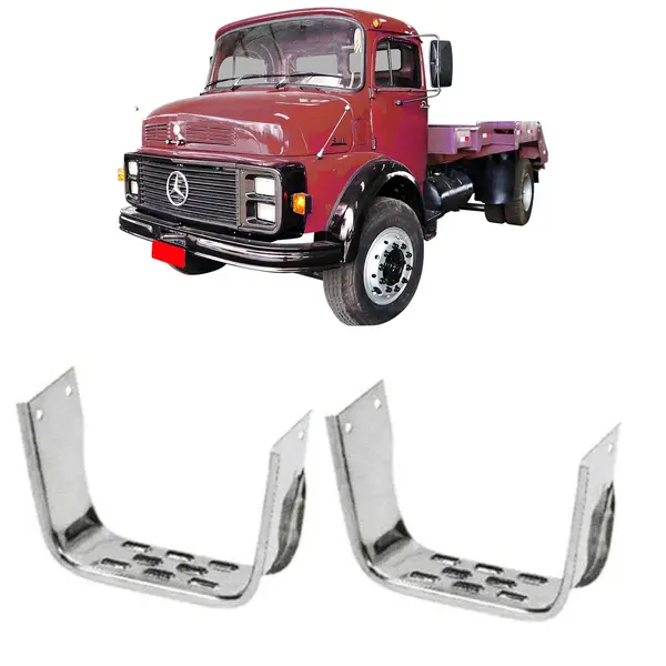 Par Pisante Estribo Lateral Caminhão MB 1620 Cromado em U