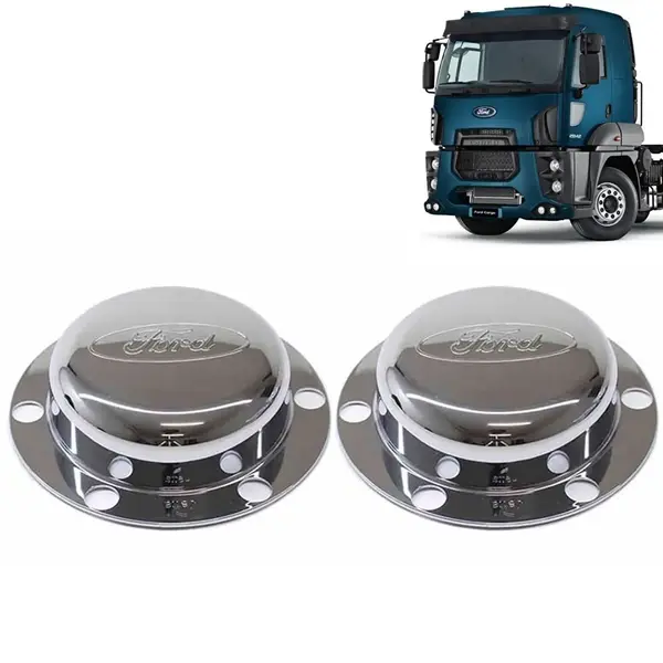 Par Sobre Tampa Cubo Cromada Dianteira para Caminhão Ford Cargo 2042 / 2842 Extra Pesado