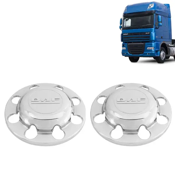 Par Sobre Tampa Cubo Cromada Traseira para Caminhão DAF CF / XF