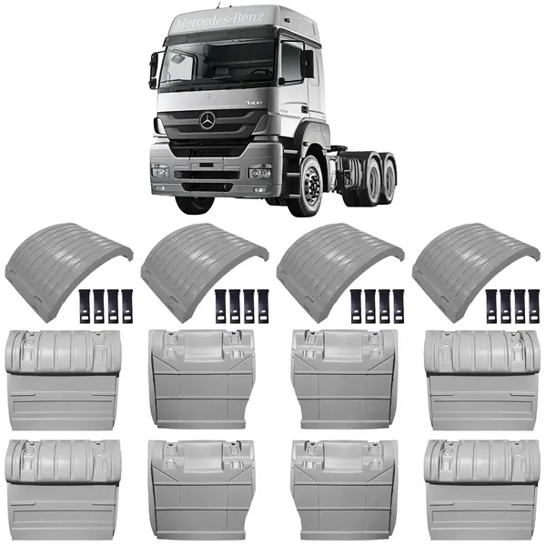 Paralama Tração Caminhão MB Actros Axor Jogo 4 Rodas c/ Presilha