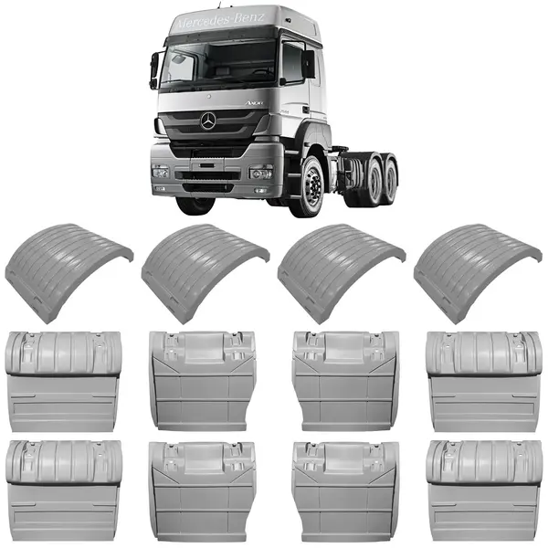 Paralama Tração Caminhão MB Actros Axor Jogo 4 Rodas