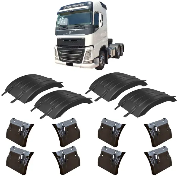 Paralama Tração Caminhão Volvo FH a Partir 2015... Jogo 4 Rodas c/ Presilha