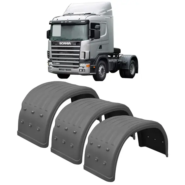 Paralama Tração para Caminhão Scania Série 4 e 5 Reforçado Grafite 3 Peças