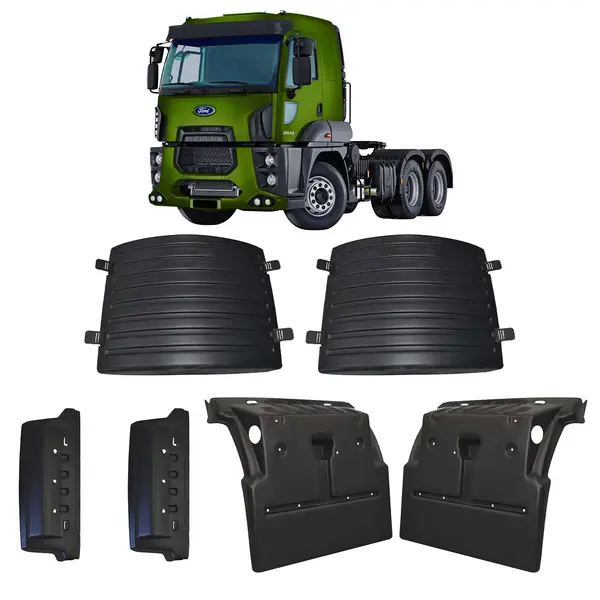 Paralama Tripartido Ford Cargo 2842 Par 2 Rodas com Presilhas - Proteção Durável