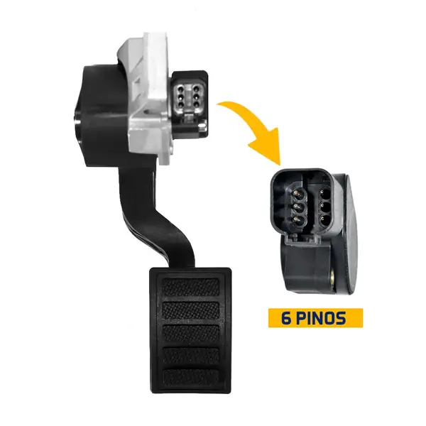 Pedal do Acelerador com Sensor - Sem Fio - 6 Pinos - Volvo FH e FM