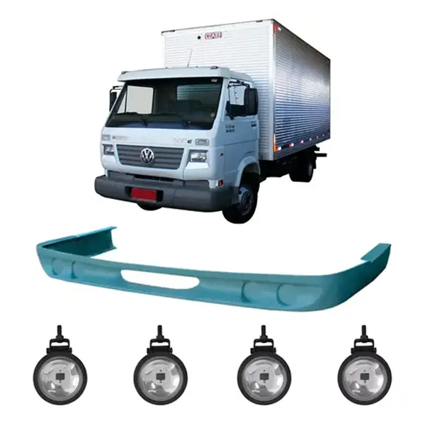 Spoiler Caminhão VW Worker 8120 8150 Largo c/ 4 Faróis Milha