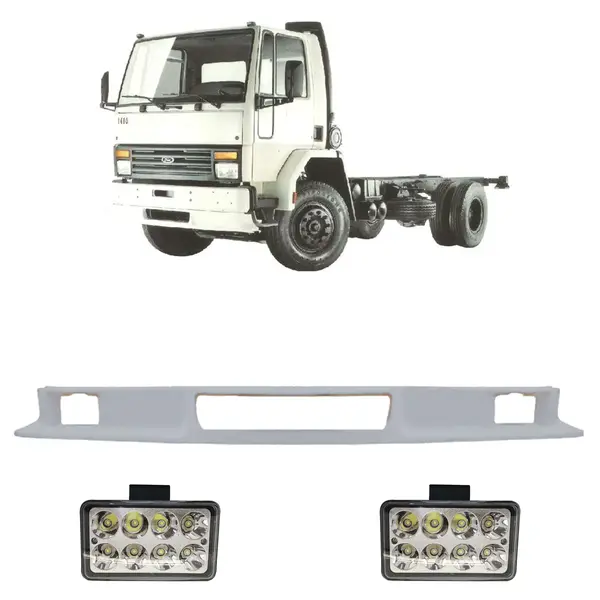Spoiler Parachoque Caminhão Ford Cargo até ...1999 c/ 2 Farois LED