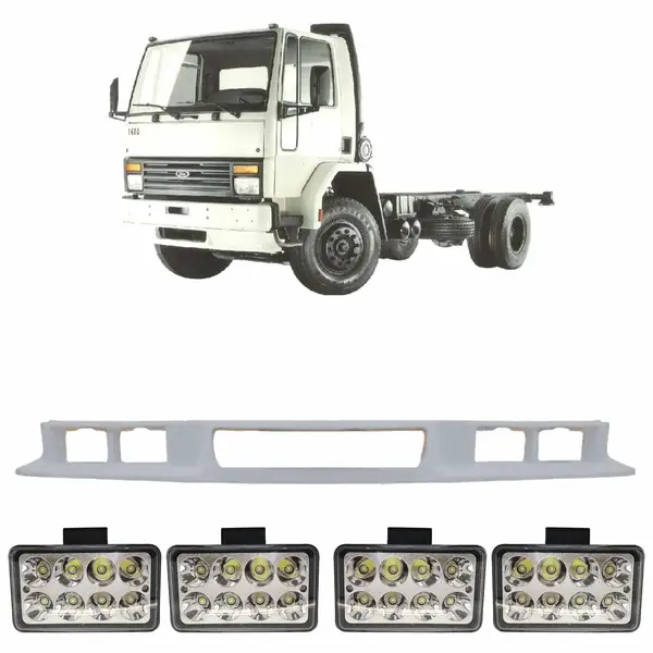Spoiler Parachoque Caminhão Ford Cargo até ...1999 c/ 4 Farois LED