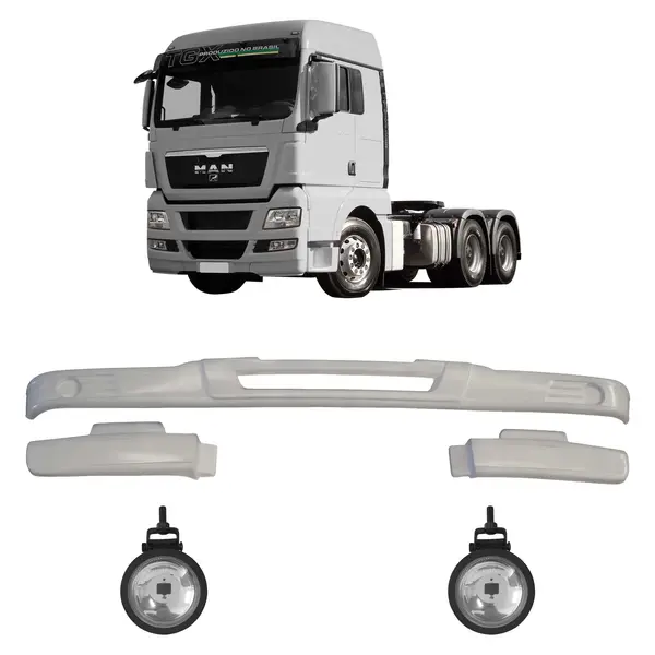 Spoiler Parachoque Caminhão MAN TGX c/ 2 Farois Milha