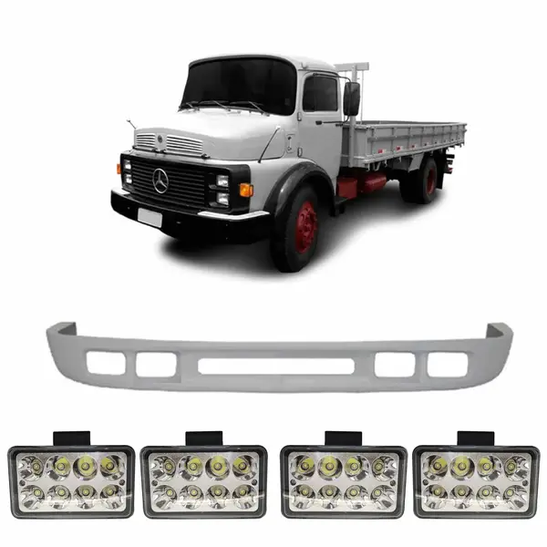 Spoiler Parachoque Caminhão MB 1113 1114 Aberto c/ 4 Farois LED