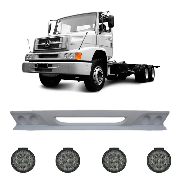 Spoiler Parachoque Caminhão MB 1620 Mod 1938 c/ 4 Farois LED