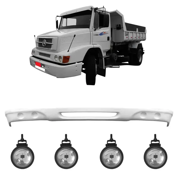 Spoiler Parachoque Caminhão MB 1620 Slim Mod 1938 c/ 4 Farois Milha