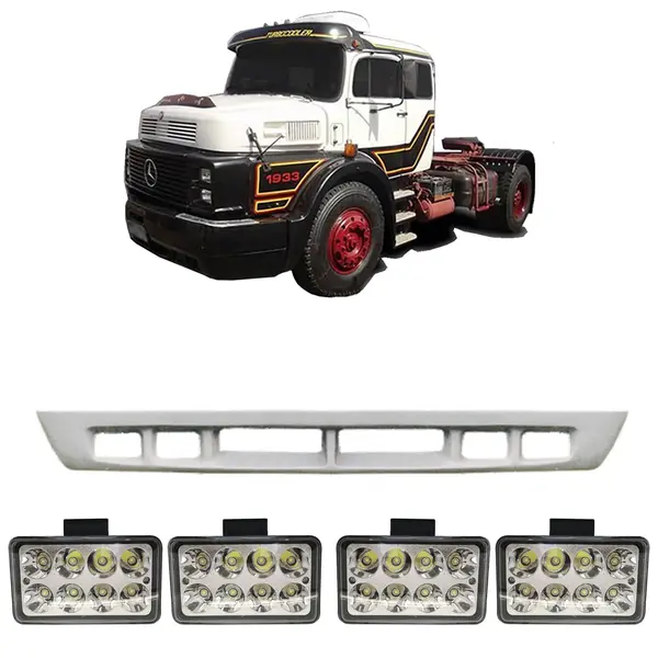 Spoiler Parachoque Caminhão MB 1932 1933 1934 c/ 4 Farois LED