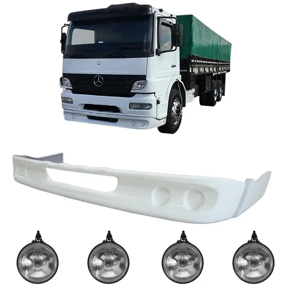 Spoiler Parachoque Caminhão MB Atego 2008 a 2011 c/ 4 Farois Milha