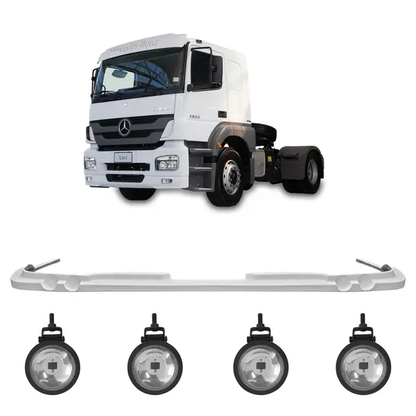 Spoiler Parachoque Caminhão MB Axor 1933 2533 c/ 4 Farois Milha