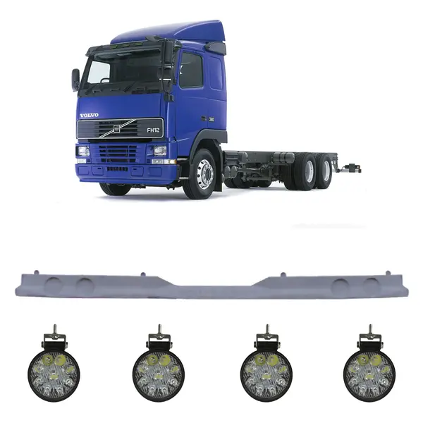 Spoiler Parachoque Caminhão Volvo FH até ...2003 c/ 4 Farois LED