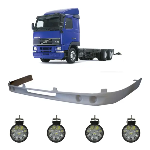 Spoiler Parachoque Caminhão Volvo FH até ...2003 Slim c/ 4 Farois LED