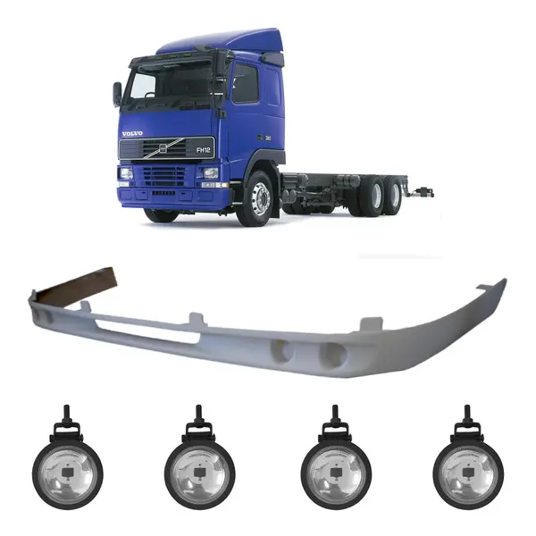Spoiler Parachoque Caminhão Volvo FH até ...2003 Slim c/ 4 Farois Milha