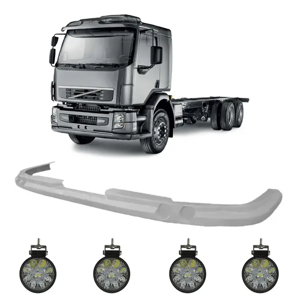 Spoiler Parachoque Caminhão Volvo VM 260 270 c/ 4 Farois LED