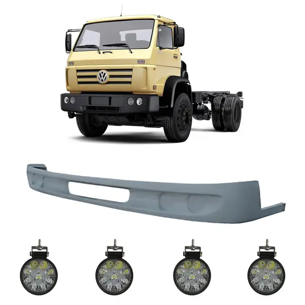 Spoiler Parachoque Caminhão VW Worker Titan Fino c/ 4 Farois LED