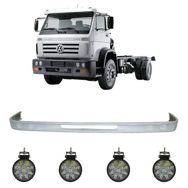 Spoiler Parachoque Caminhão VW Worker Titan Slim c/ 4 Farois LED