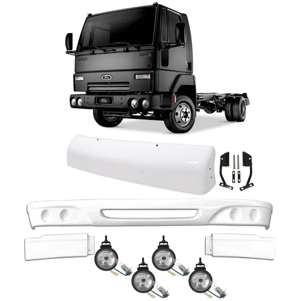Spoiler Parachoque Tapa Sol Ford Cargo 815 712 com Faróis - Kit Completo