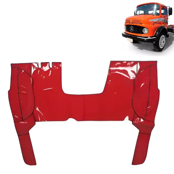 Tapete Assoalho Verniz Vinil para Caminhão MB 1113 1513 1313 Vermelho